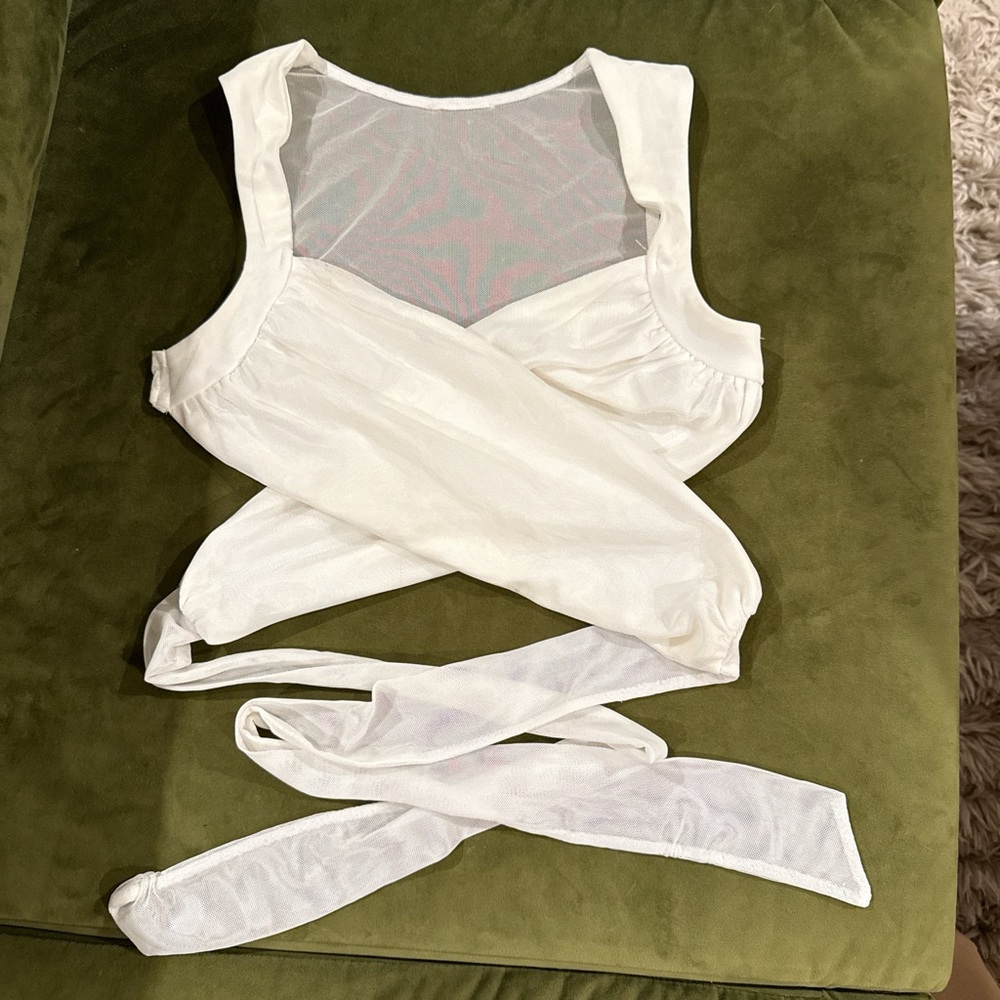 Princess Polly Cream Wrap crop top